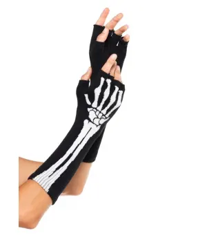 Skeleton Knit Fingerless Gloves