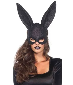 Bunny Black Glitter Masquerade Mask