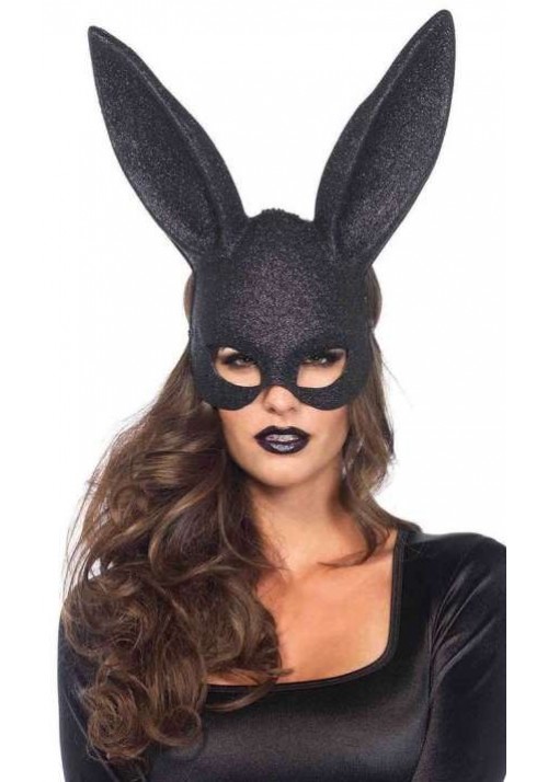 Bunny Black Glitter Masquerade Mask