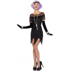 Foxtrot Flirt Roaring 20s Black Flapper Dress Costume