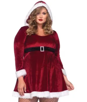 Mrs Santa Plus Size Red Fleece Holiday Dress - 1X/2X
