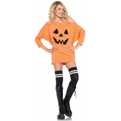 Pumpkin Jersey Off the Shoulder Tunic Dress