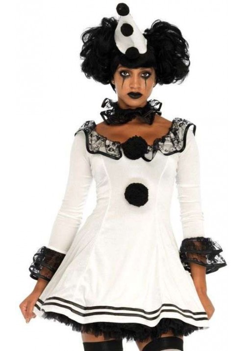 Pierrot Clown Womens Halloween Costume