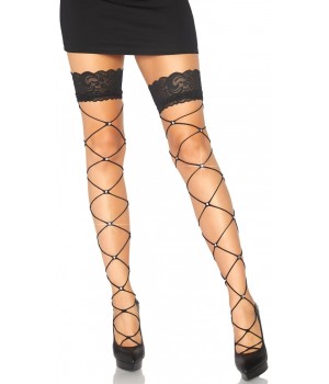 Crystalized Open Net Thigh Highs