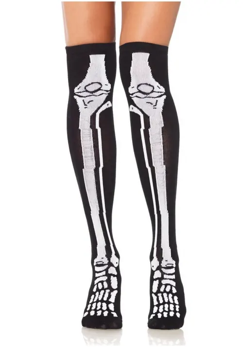 Skeleton Over the Knee Socks