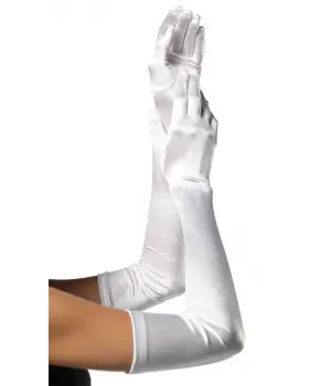 Satin Extra Long White Bridal Opera Gloves