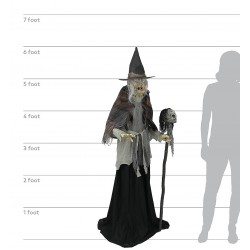 Lunging Animated Witch Halloween Prop