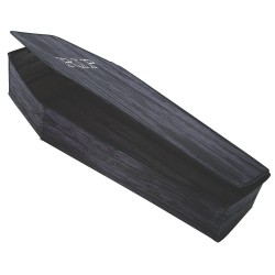 Black Wooden Look Full Size Coffin Decoration