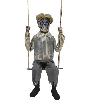 Swinging Skeleton Boy Animated Halloween Decoration