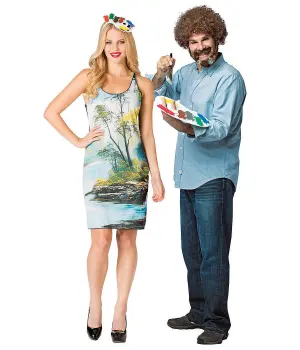 Bob Ross and Canvas Couples Costume