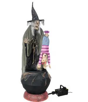 Witch Stewing A Brew Life Size Animated Prop with Fog Machine