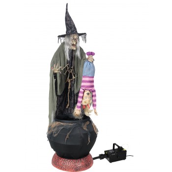 Witch Stewing A Brew Life Size Animated Prop with Fog Machine