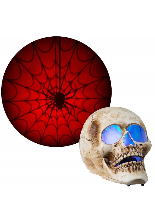 LED Skull with Red Spider Web Projection