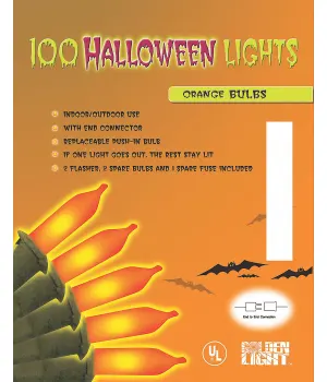 Halloween Orange String of Lights - 100 Count