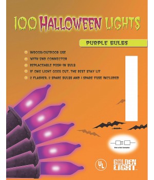 Halloween Purple String of Lights - 100 Count