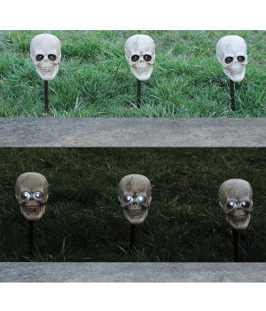 Skull Lighted Pathway Markers with Sound - Set of 3