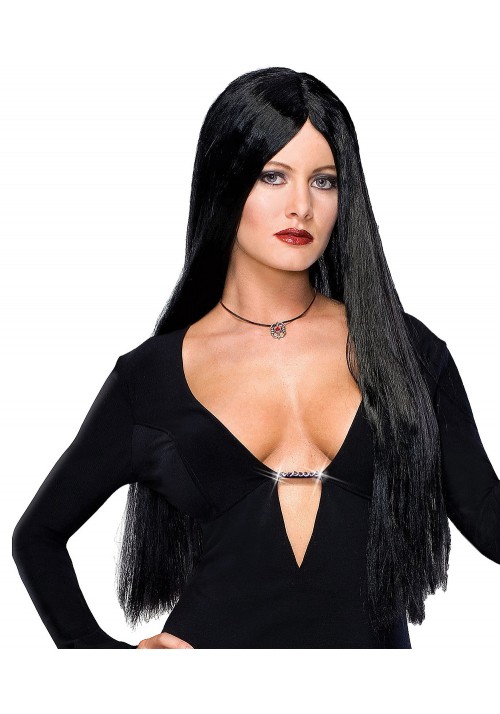 Addams Family Deluxe Morticia Long Black Wig
