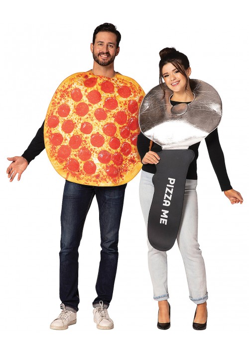 Pepperoni Pizza & Pizza Cutter Adult Couples Costume