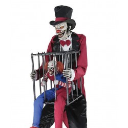 Rotten Ringmaster with Caged Clown Animated Decoration