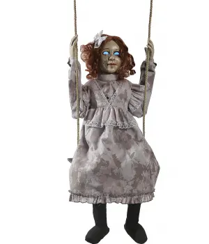 Decrepit Haunted Doll Animated Swinging Decoration