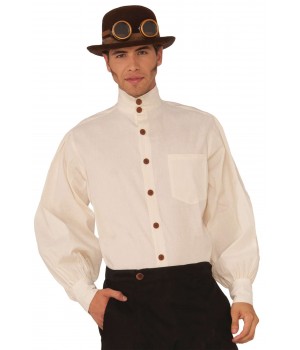 Victorian Steampunk Mens Beige Shirt