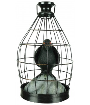 Crow In Cage Animated Decoration