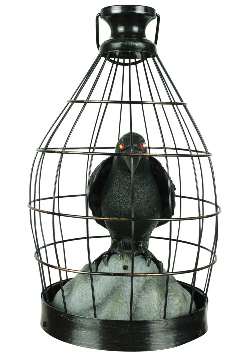 Crow In Cage Animated Decoration