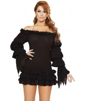 Ruffled Black Gothic Pirate Dress