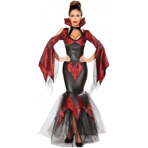 Dark Vampire 2 Piece Halloween Costume Gothic Vampire Gown
