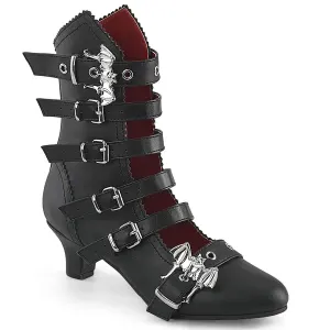 Flora Gothic Bat Buckled Ankle Boots for Women