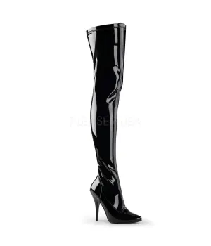 Seduce Black Patent High Heel Thigh High Boots