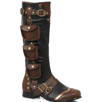 Amos Multi Pocket Steampunk Mens Knee High Boots