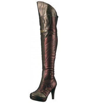 Wonder Red and Gold Thigh High Womens Boots