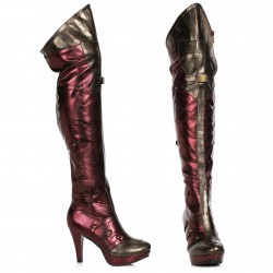 Wonder Red and Gold Thigh High Womens Boots