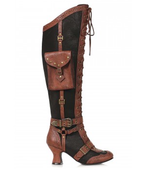 Ingrid Multi Pocket Steampunk Womens Brown Boots