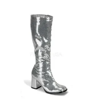 Spectacular Silver Sequin Covered Gogo Boots
