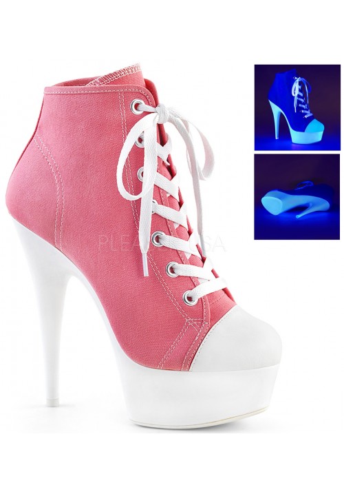 Pink and White High Heel Platform Sneaker