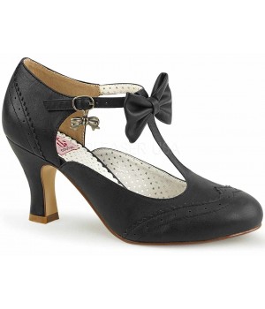 Flapper Black T-Strap Bow Pump