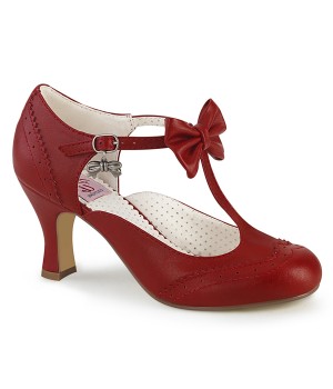 Flapper Red T-Strap Bow Pump