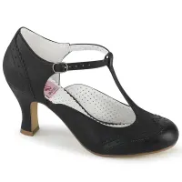 Flapper Black Kitten Heel T-Strap Pump