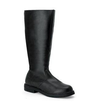 Captain Mid Calf Plain Black Boots