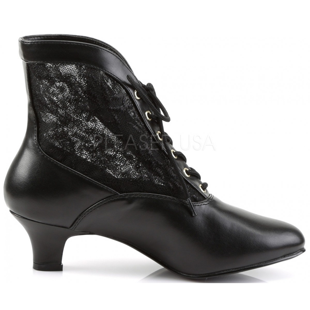 Victorian Lace Ankle Black Boots - Steampunk Costume Ankle Boots
