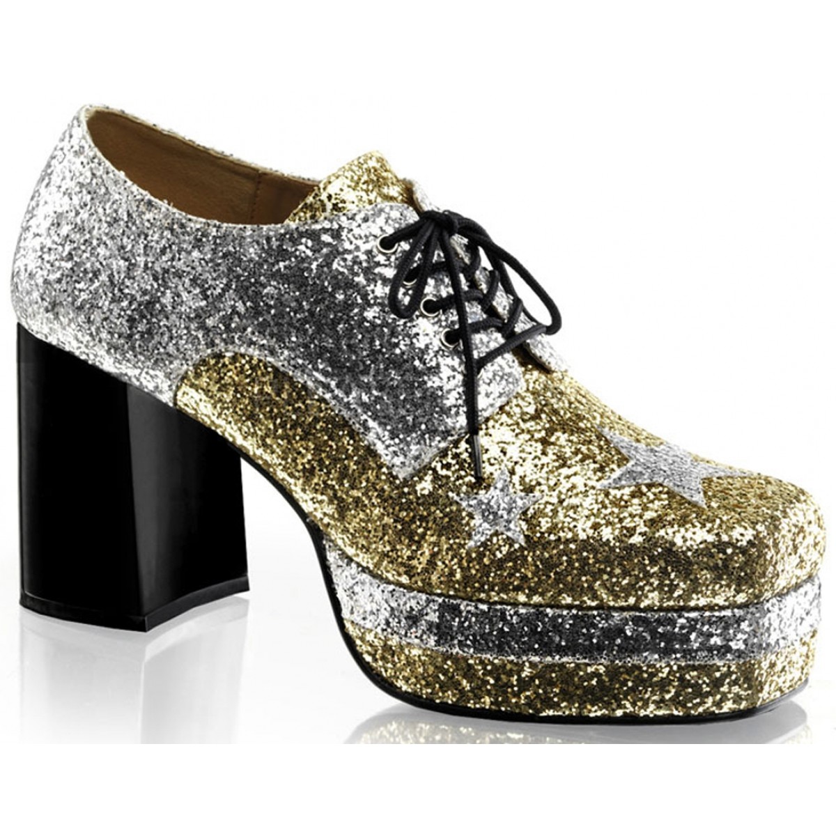 Glamrock 1970s Platform Shoes in Gold and Silver for Men