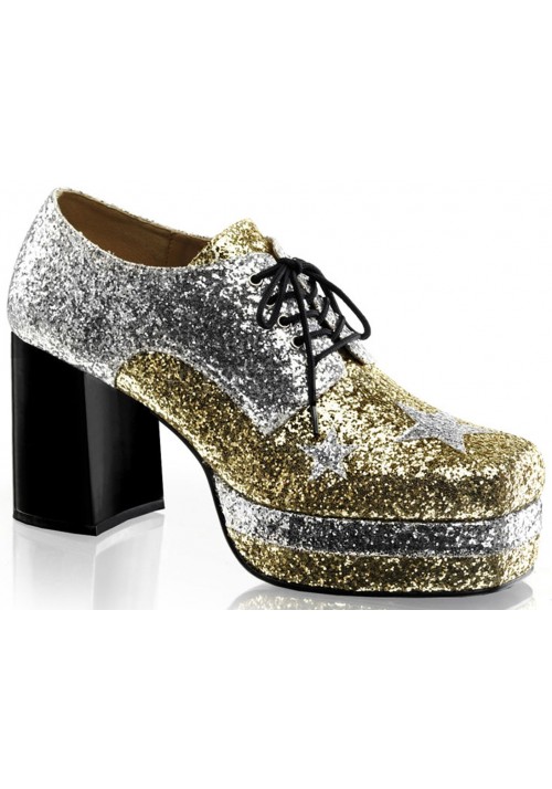 Glamrock 1970s Platform Shoes in Gold and Silver