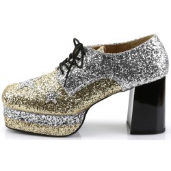 Glamrock 1970s Platform Shoes in Gold and Silver