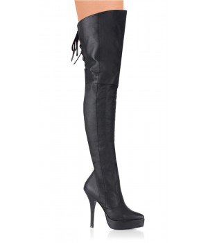 Indulge Leather Thigh High Platform Boots