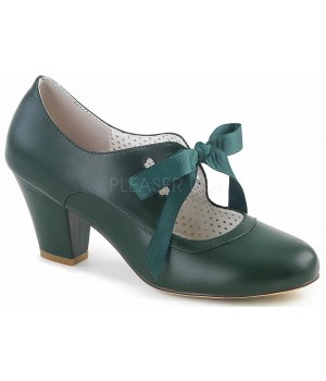 Wiggle Vintage Style Mary Jane Shoes in Forest Green